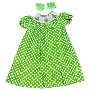 4T Christmas Smoked Dress with Bows
